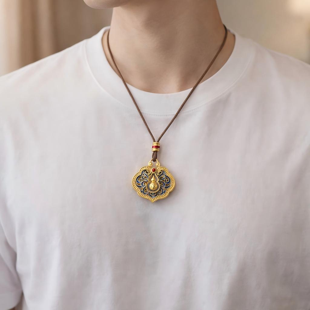 999纯银项链/沙金吊饰/翡翠观音/玉吊坠/八宝罗盘细节图