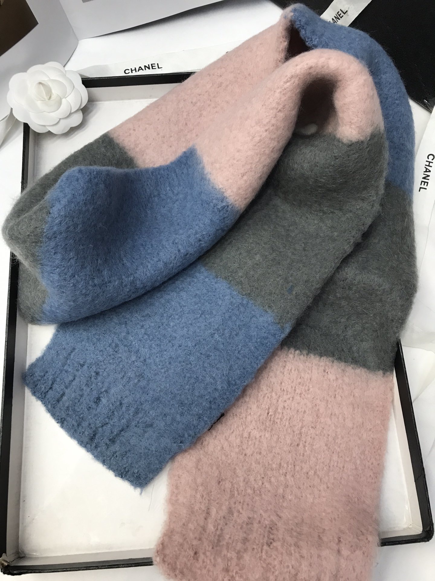Nuevo cross-border wholesale bufandas e-commerce en vivo tejer lana patchwork color supply chain suministro Item Picture