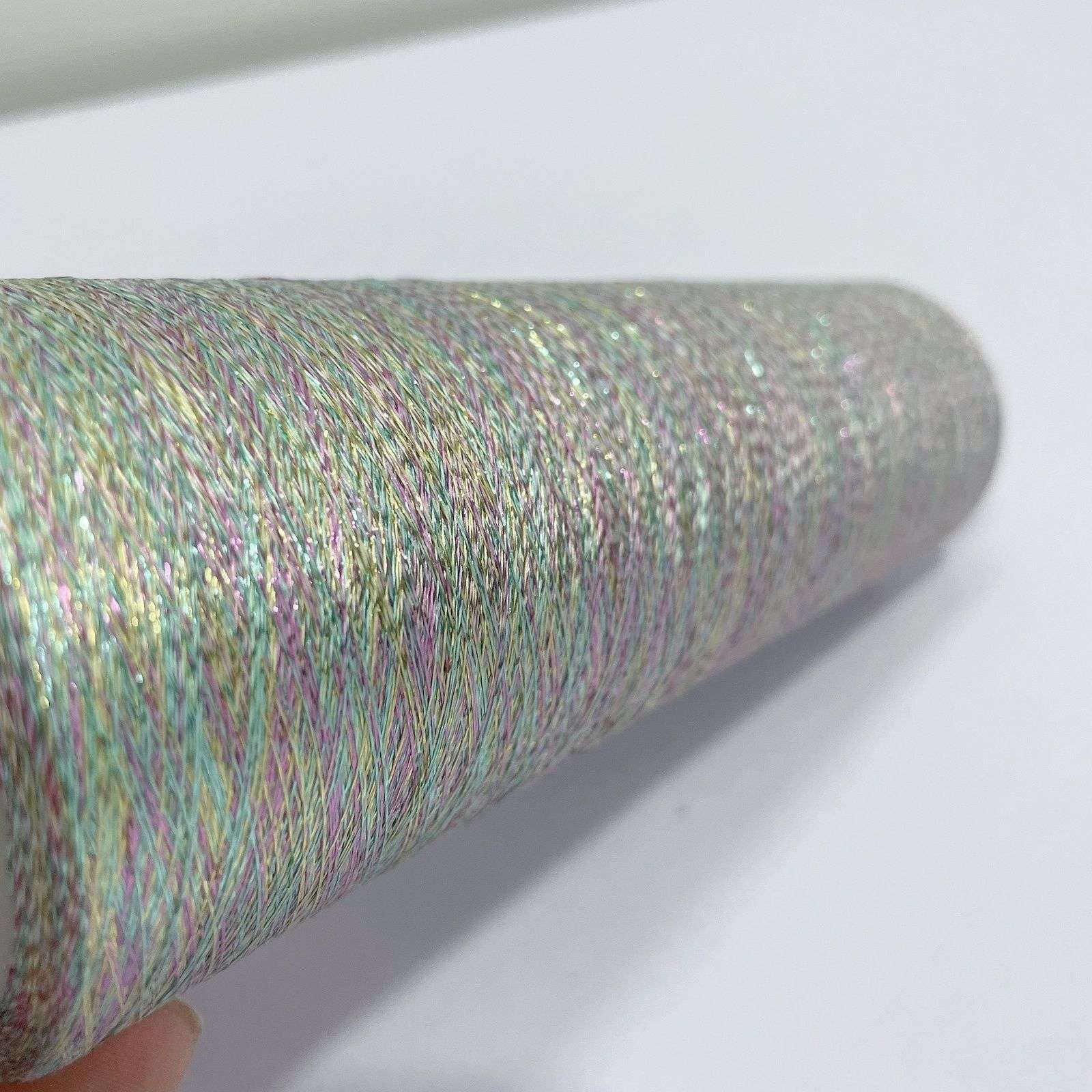 Iridescence Bright silk ribbon bucket, approximately 170 grams, handmade DIY knitted sweater shawl, with thread and flower wrapping, glittering seven colors detail image 5