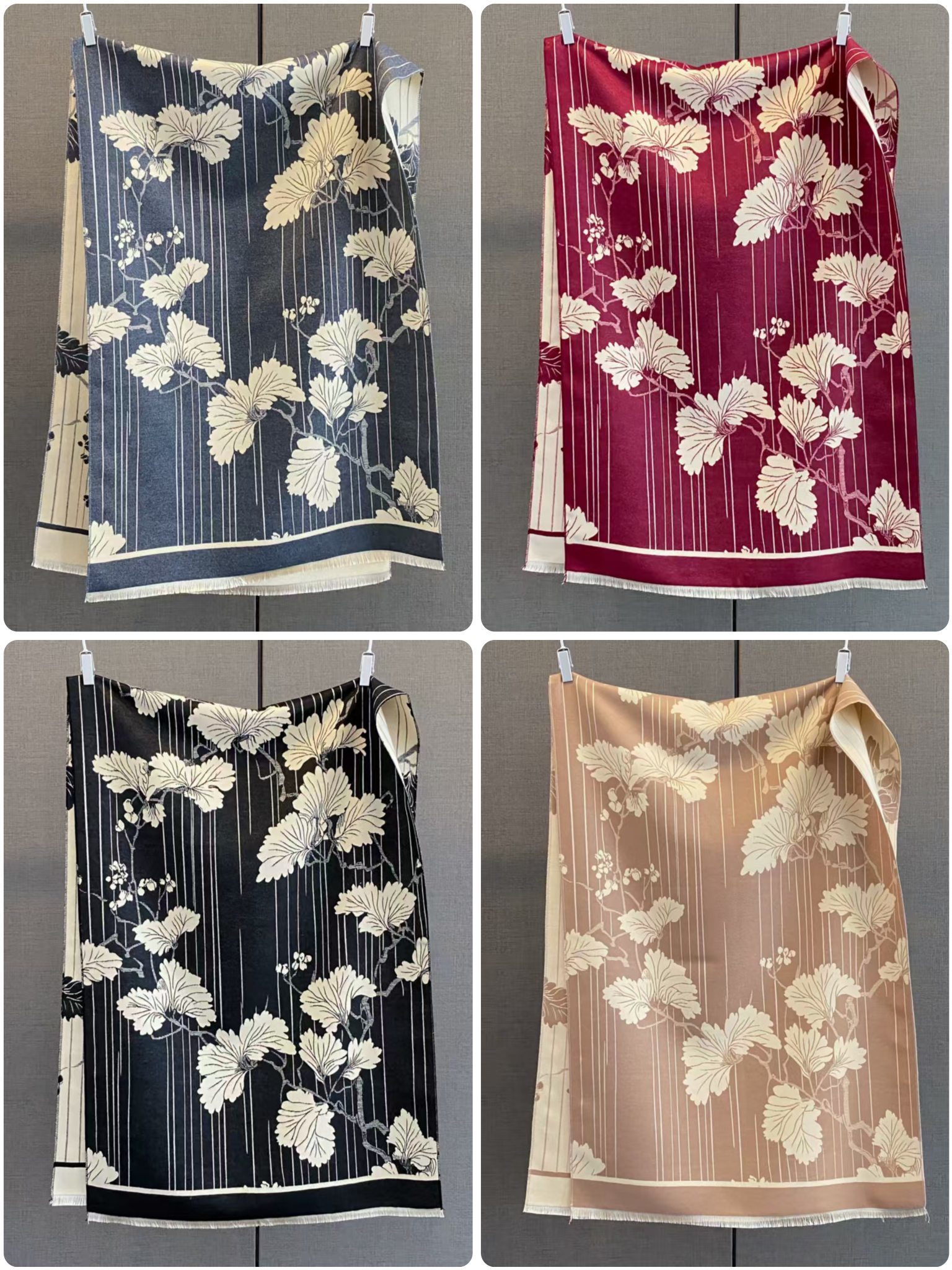 New cross-border wholesale scarf e-commerce live streaming high-speed jacquard series Ginkgo supply chain supply Item Picture