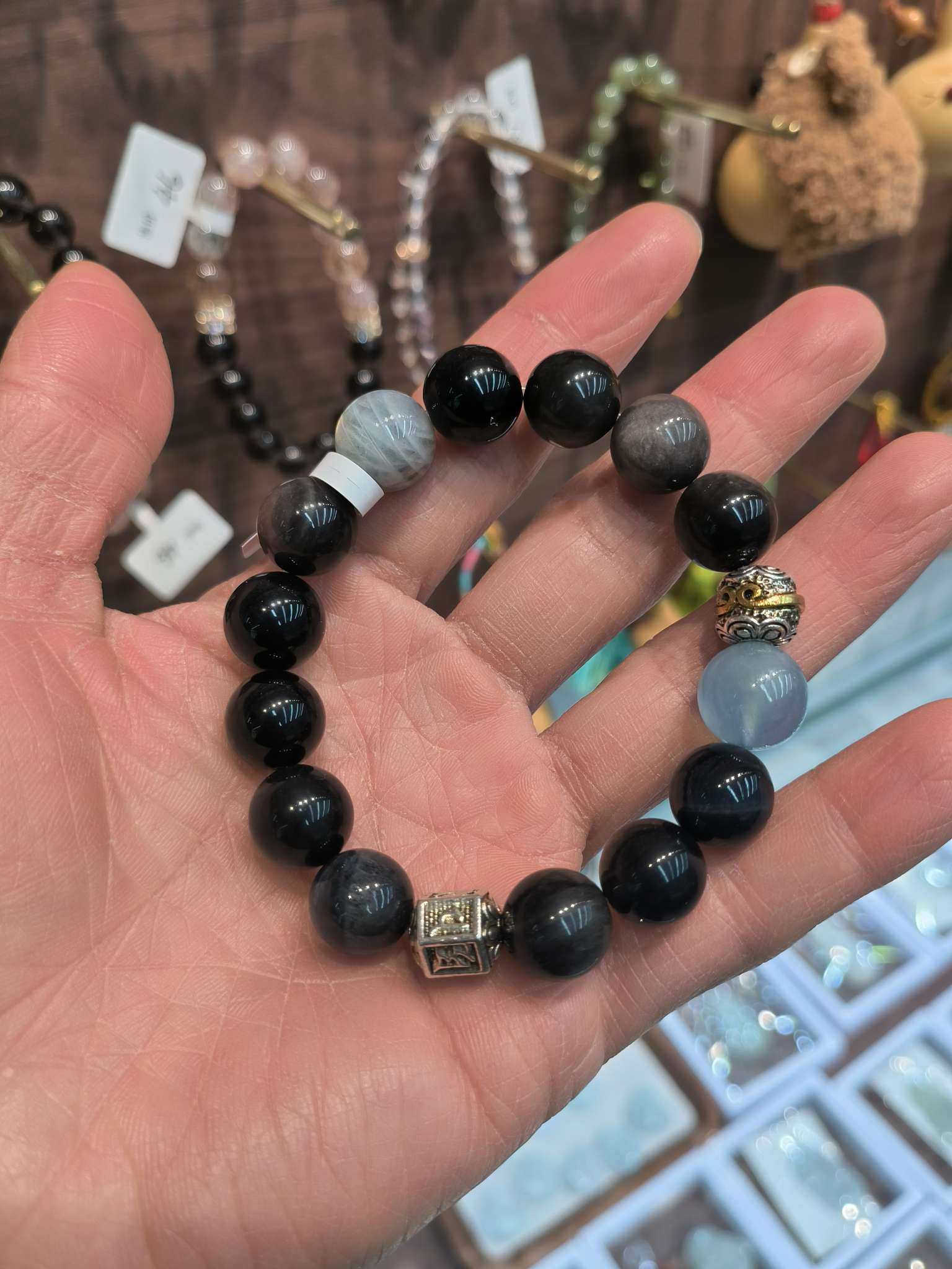 黑曜石手串女款时尚简约手链饰品
