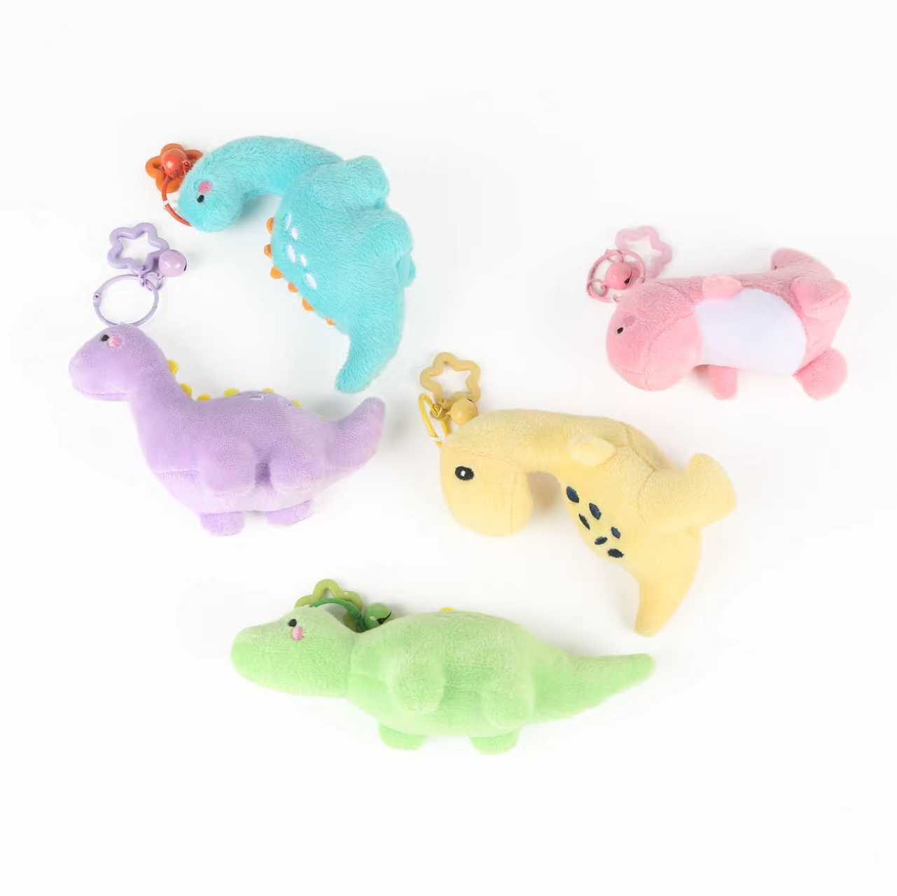 彩色毛绒恐龙玩具，潮玩萌趣恐龙挂件，五彩缤纷，可爱十足，宝宝最爱！