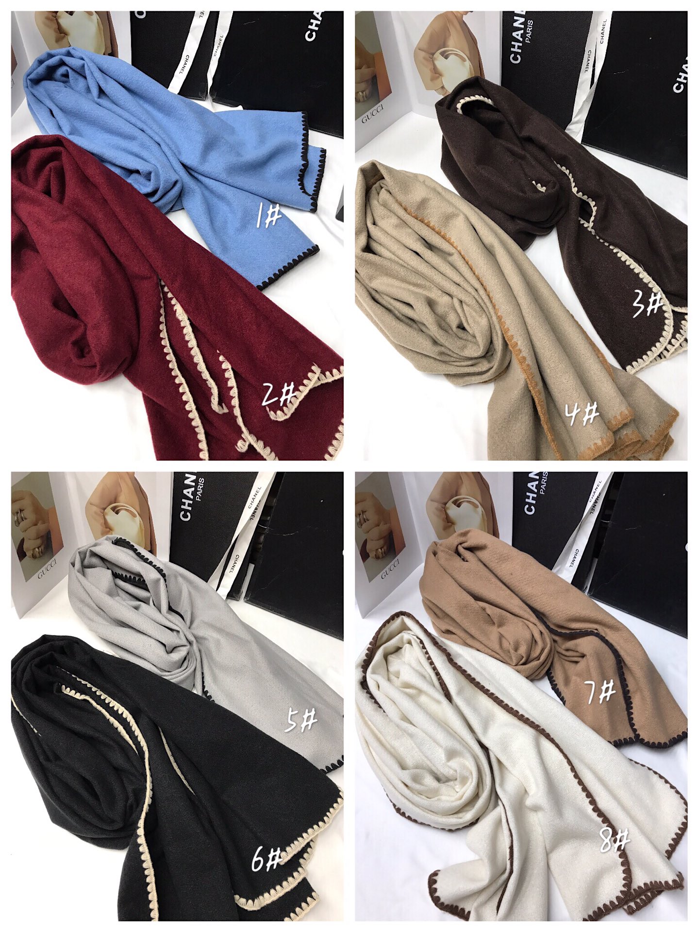 New order style cross-border scarf wholesale, e-commerce live streaming, small quantity in stock, shell edge, single color supply chain Item Picture