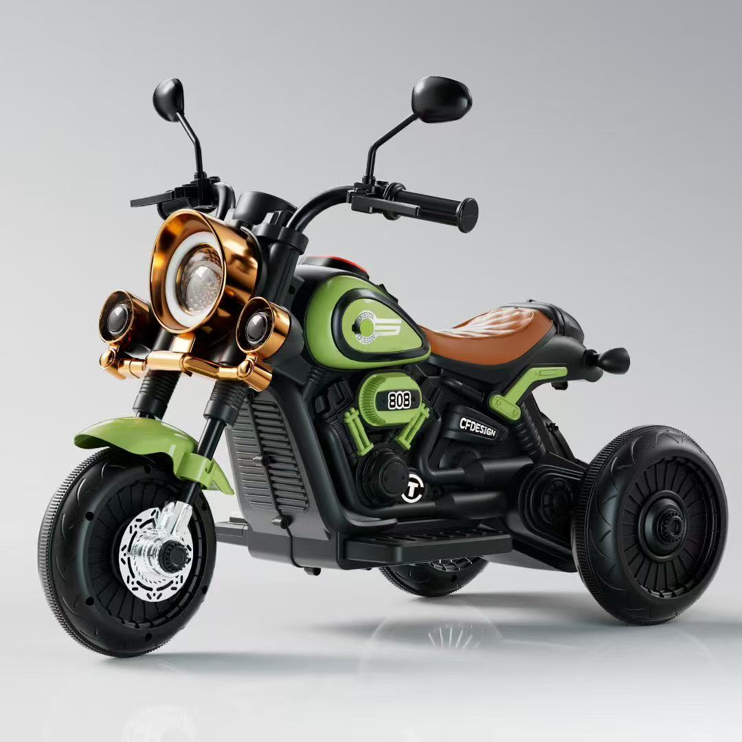 1一3一6岁儿童电动三轮摩托车可坐大人宝宝亲子车小孩电瓶车风车玩具白底实物图