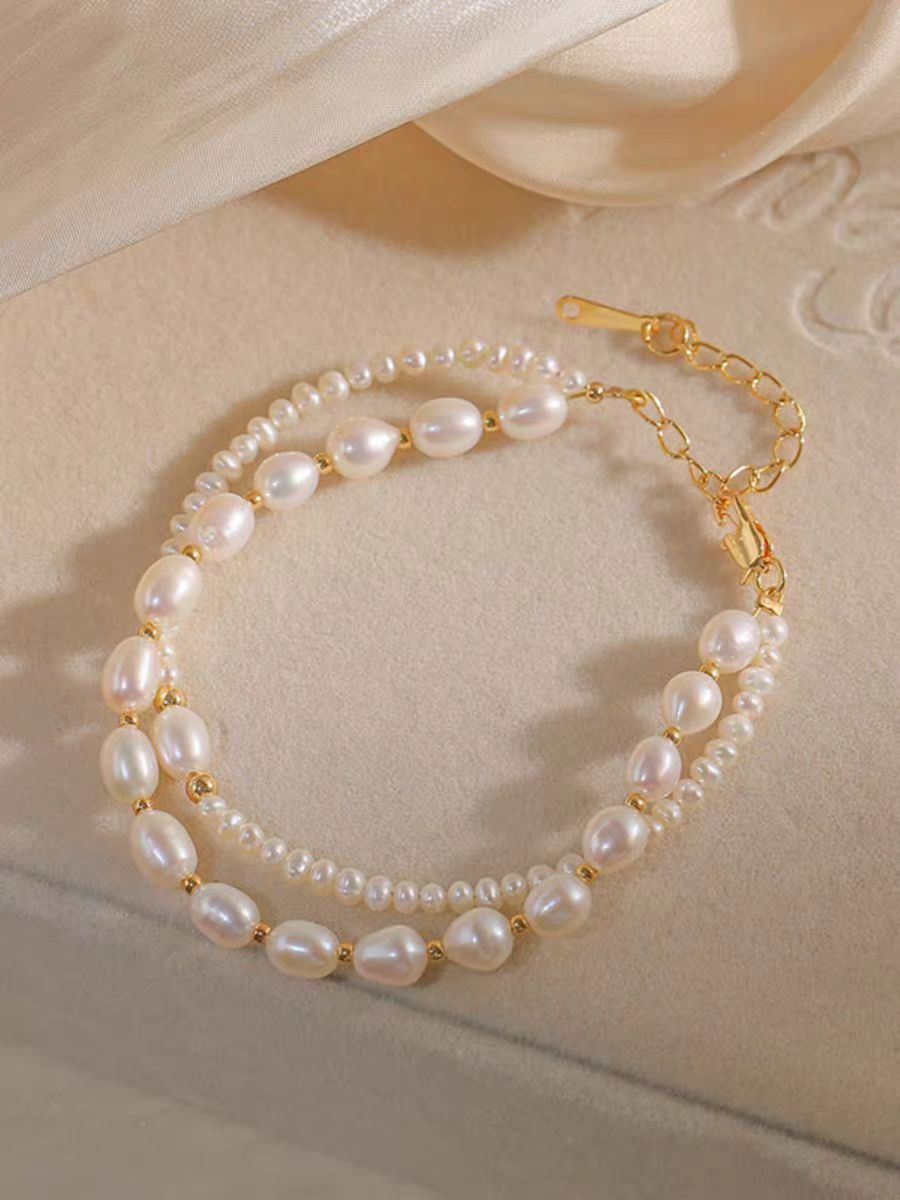 天然珍珠手链女款时尚手手镯手串简约设计