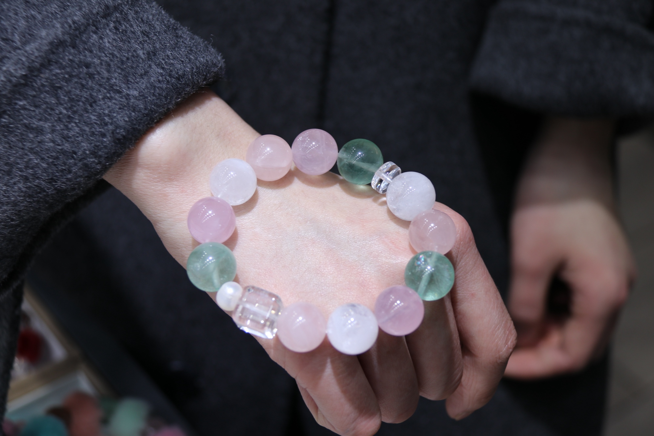 【 Ya Jin Pei Jewelry 】14mm green fluorite stabilizes the mood, and white crystal purifies the venue with abundant treasure elements Specification image