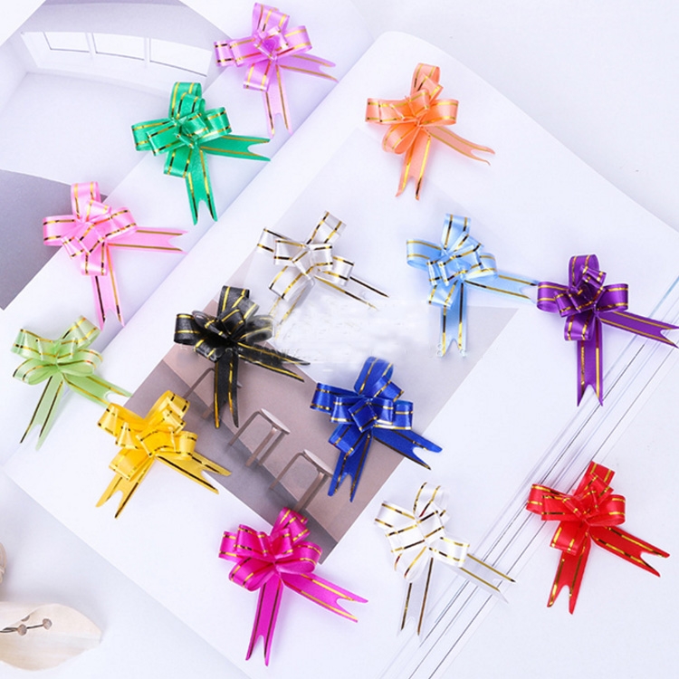 18#中号蝴蝶结手拉花 节日礼品包装彩带玫瑰心形金边喜字拉花 礼品装饰