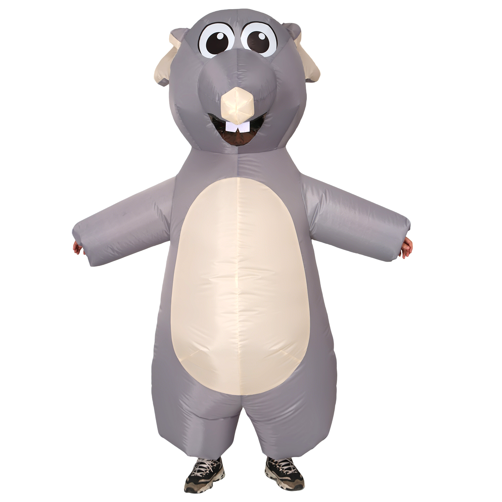 亚马逊热卖狂欢派对 搞笑商场道具酒吧卡通表演服 浅灰色老鼠充气服
