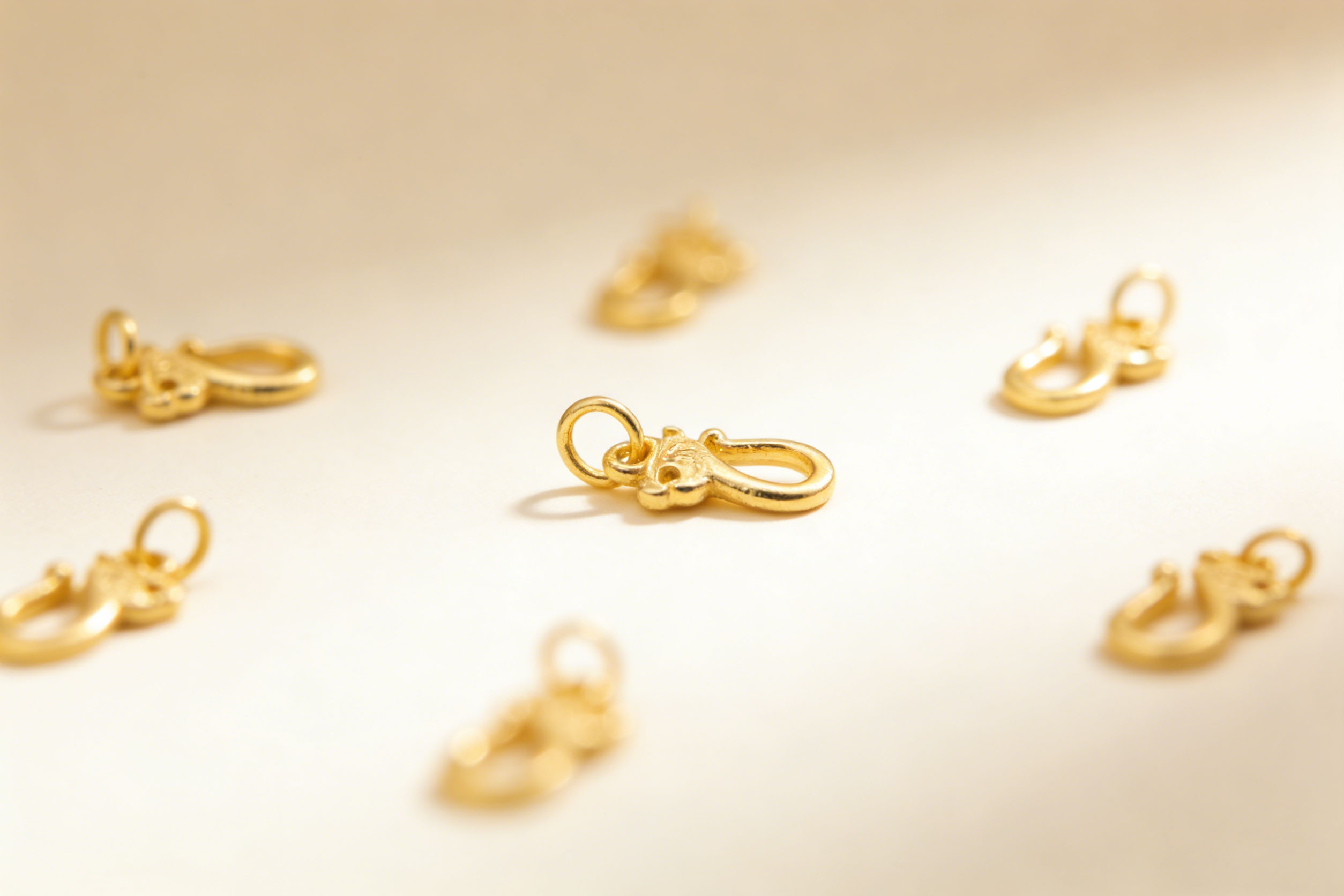 AWAYI阿哇伊 非遗古法银龙首 S 钩 925 银镀金 古风手链项链万能扣 手工 DIY 配件