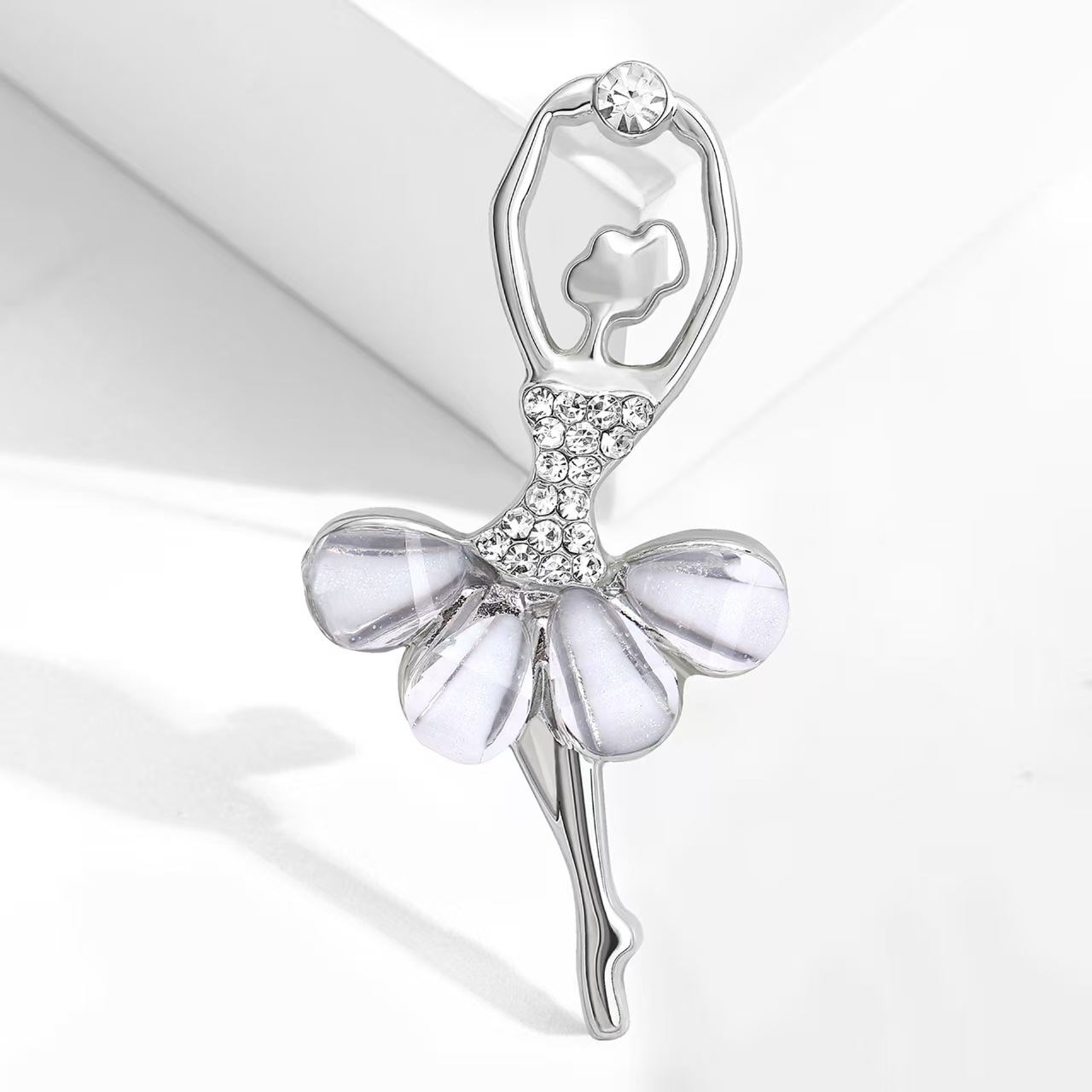 New elegant and stylish alloy rhinestone dancing girl brooch, fashionable and versatile women's clothing brooch accessory pin Item Picture