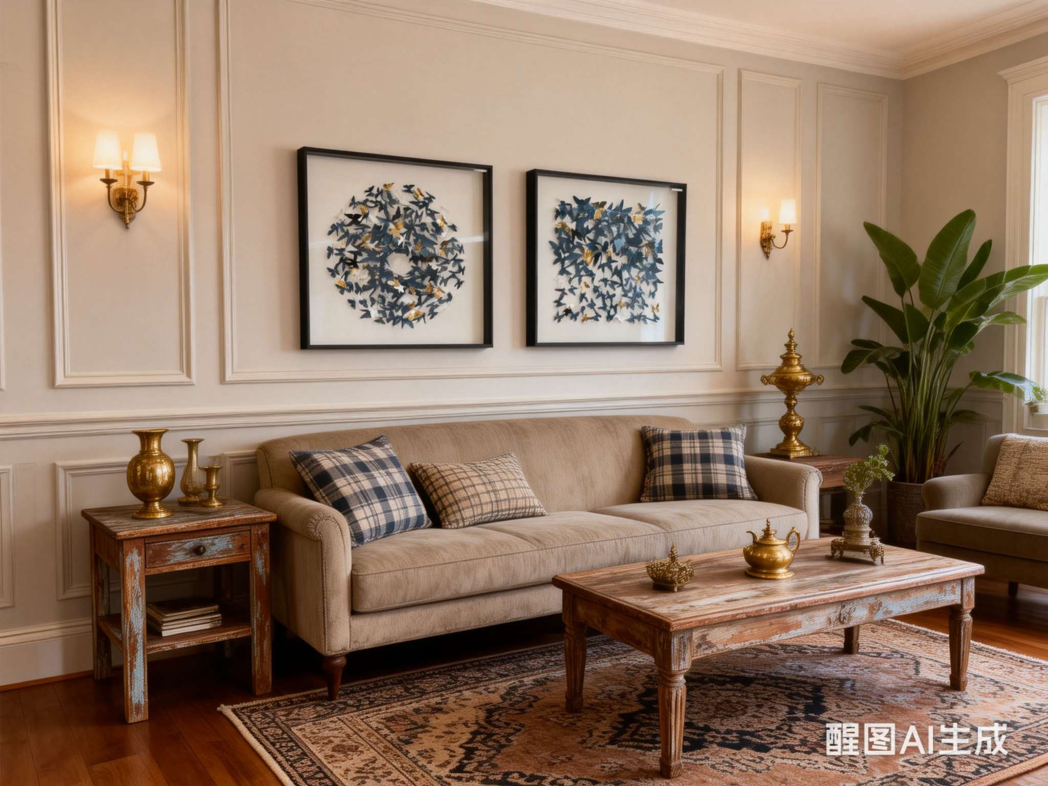 铝合金框，装饰蝴蝶画