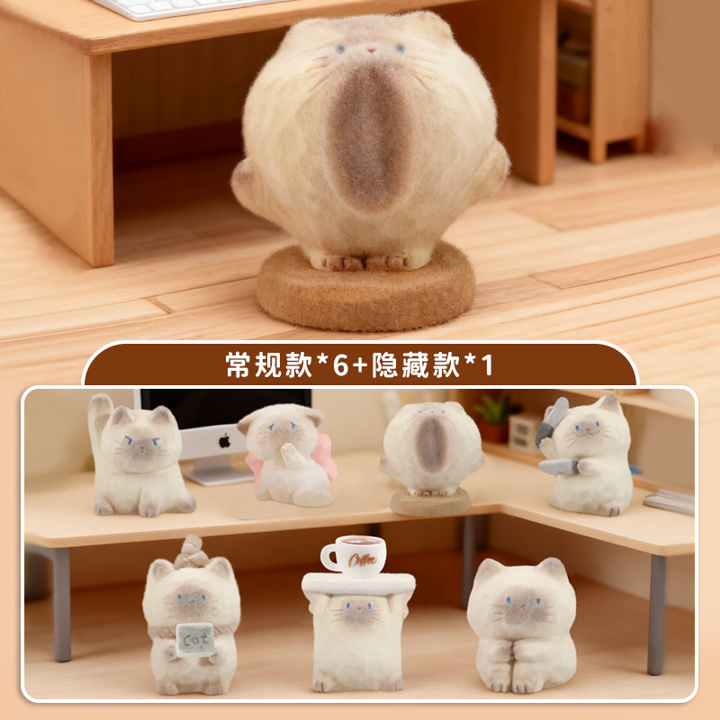 新品可爱卡通手办猫猫PAI情绪开演绒FUFU桌面装饰品节日礼物批发