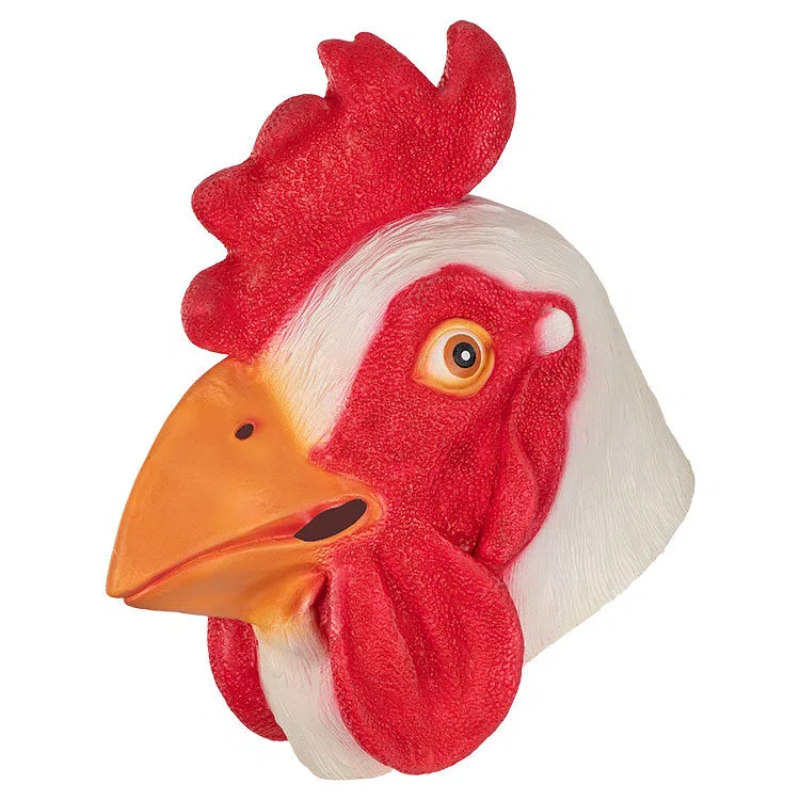 厂家直销现货跨境万圣节恐怖乳胶面具鸡头面具动物面具头套鬼屋派对外贸热销款