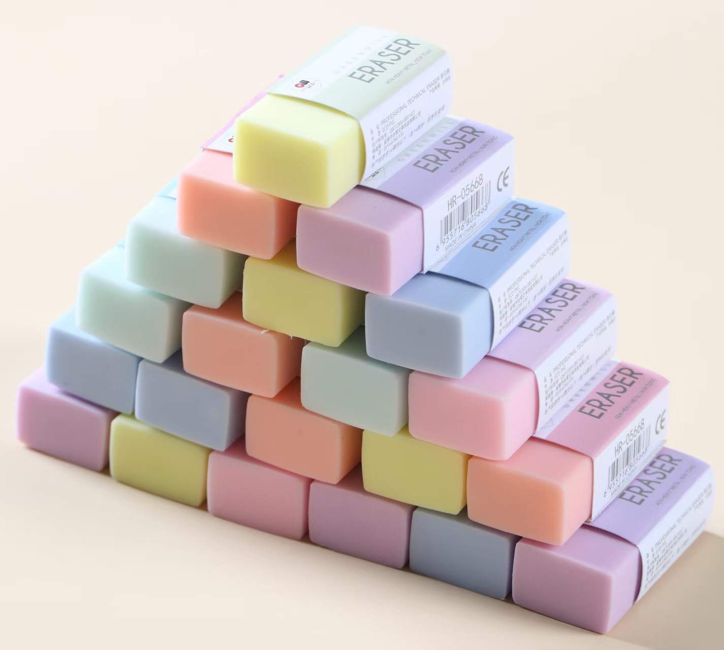 HR-05668 36-piece Color Eraser Stationery eraser Blind Box Set, box set of erasers containing various types of erasers Specification drawing