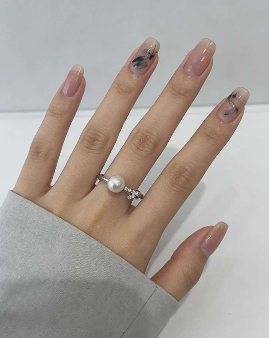 s925银天然珍珠微镶莫桑钻女戒银戒指简约时尚百搭戒指产品图