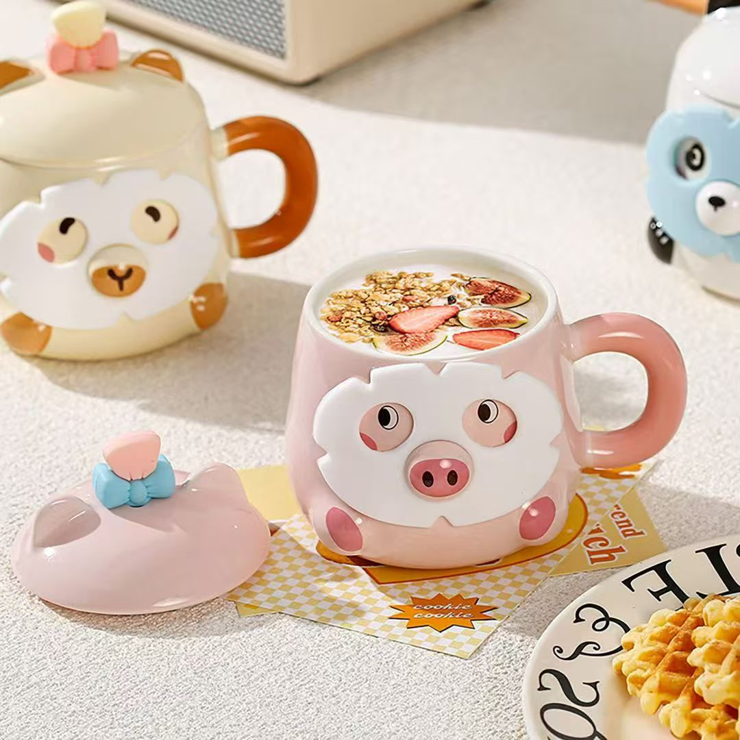 Cute animal-shaped mugs, high-quality ceramic household water cups, birthday gifts and souvenir cups for girls details Picture