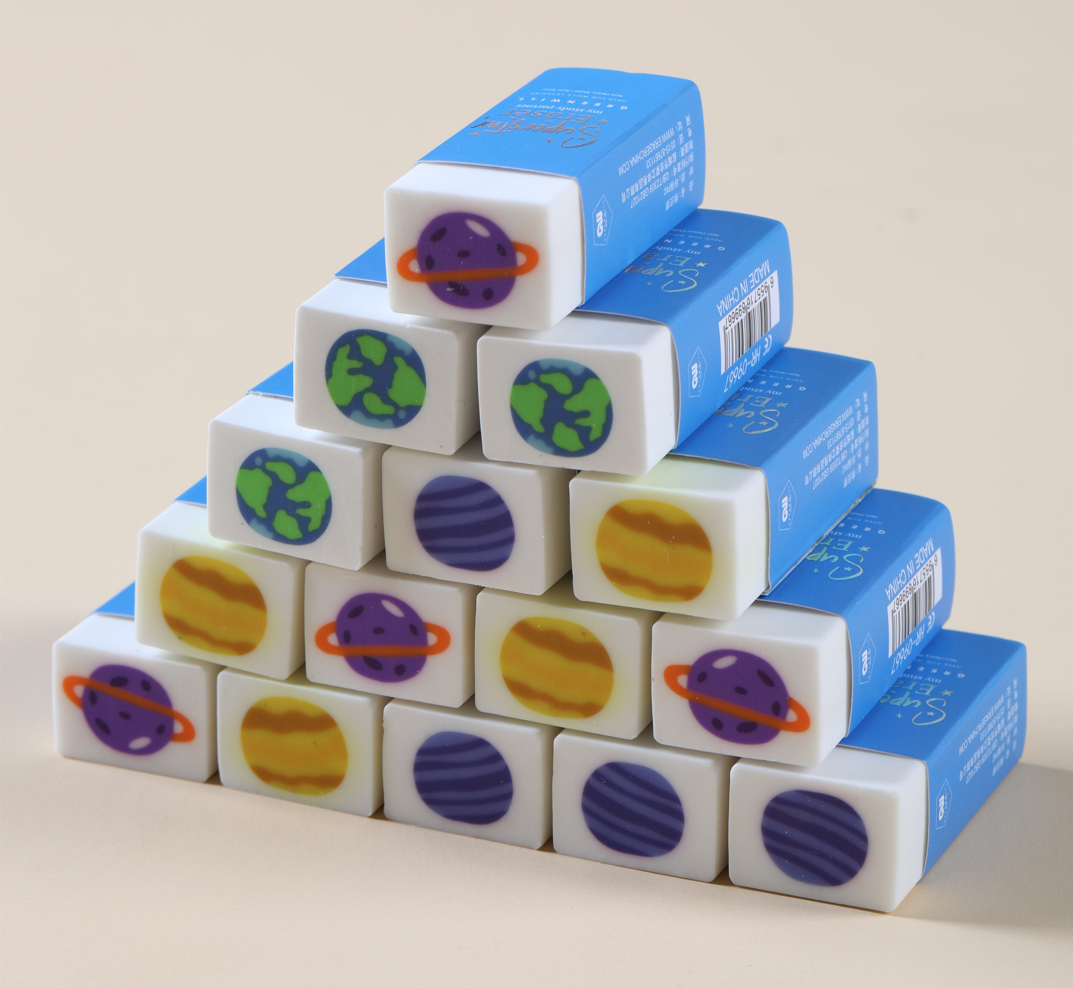 HR-09667 Planet Colorful Planet Pattern Eraser Blind Box Set Stationery Eraser details Picture
