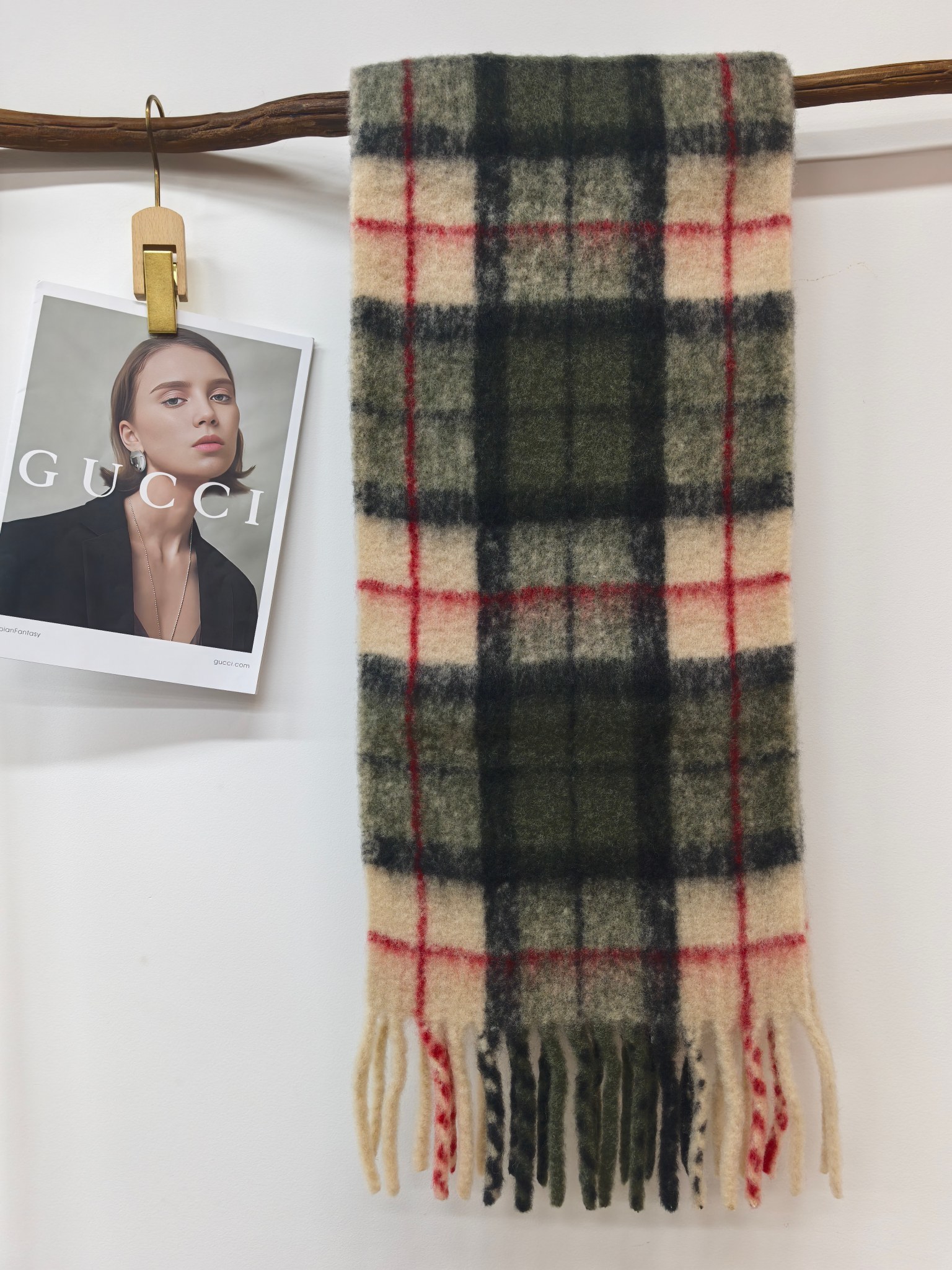 New cross-border wholesale e-commerce live-streaming available wool red line square grid supply chain Specification image