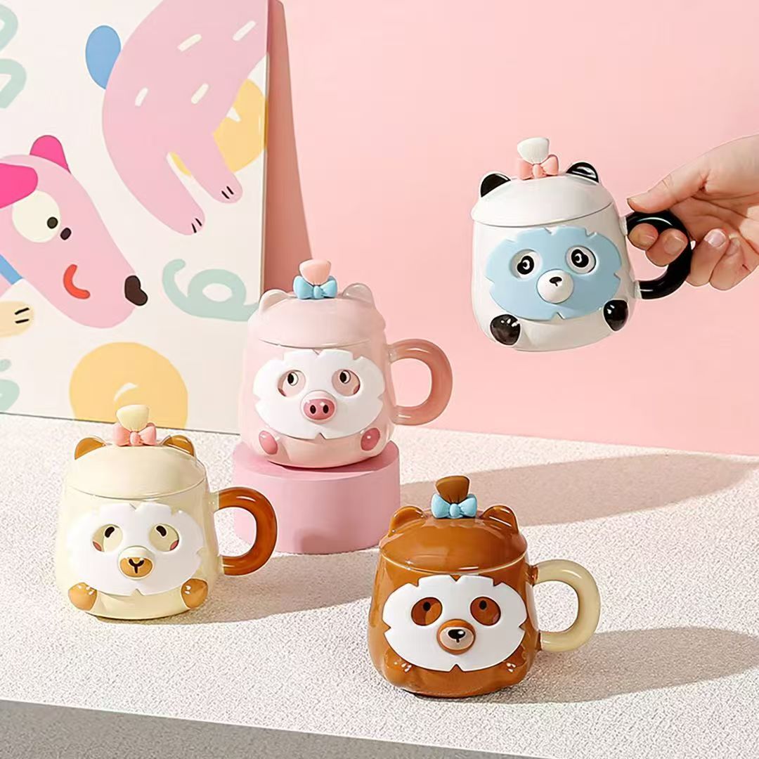 Cute animal-shaped mugs, high-quality ceramic household water cups, birthday gifts and souvenir cups for girls