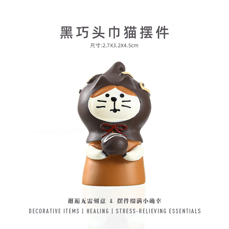 ZAKKA sundries, food toys, INS Japanese cat handcrafted ornaments, home decorations, resin small ornaments detail image 4