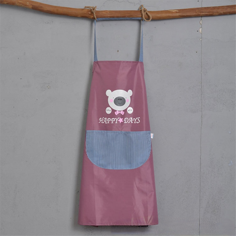Korean cartoon wear-resistant kitchen oil-proof waistband, home and restaurant oil-proof work clothes, neck-hanging baking apron for adults pic 5