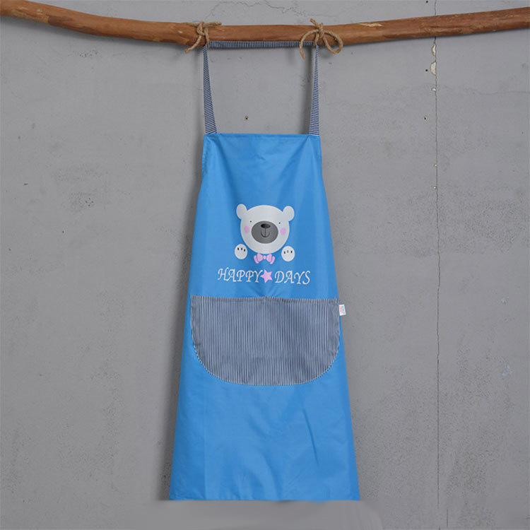 Korean cartoon wear-resistant kitchen oil-proof waistband, home and restaurant oil-proof work clothes, neck-hanging baking apron for adults Item Picture