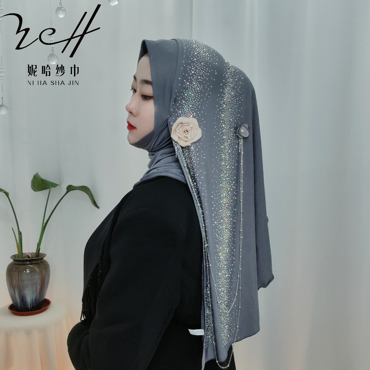 头巾女款长款穆斯林/犹太帽/耳朵帽/头巾/中东头巾细节图