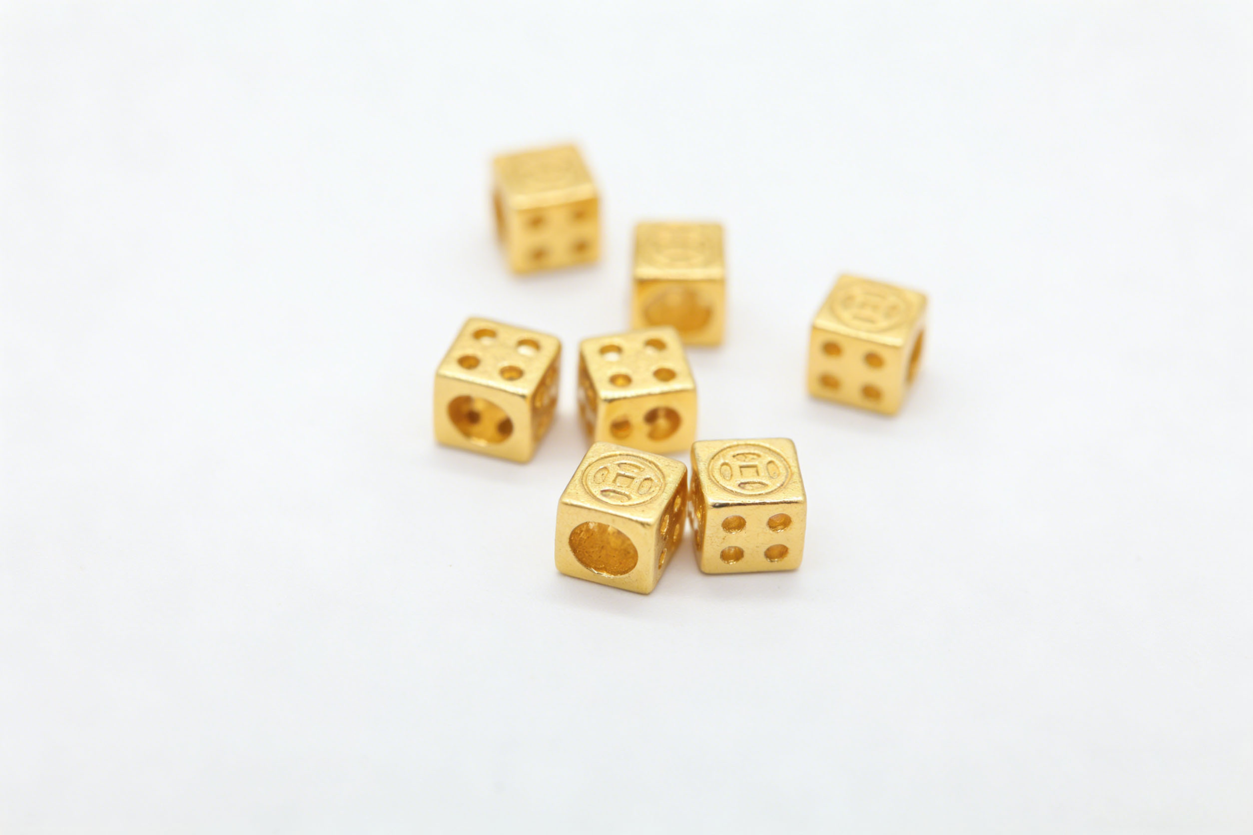 AWAYI阿哇伊 925 银镀金骰子背云 做旧肌理 古风手串 DIY 串珠配件 批量供货