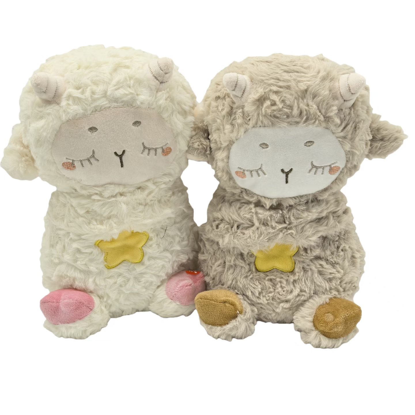 毛绒电动呼吸催眠曲公仔玩具，哄娃神器，宝宝喜爱毛绒玩具白底实物图