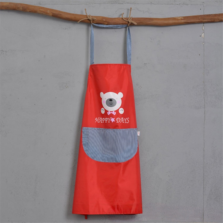 Korean cartoon wear-resistant kitchen oil-proof waistband, home and restaurant oil-proof work clothes, neck-hanging baking apron for adults pic 3