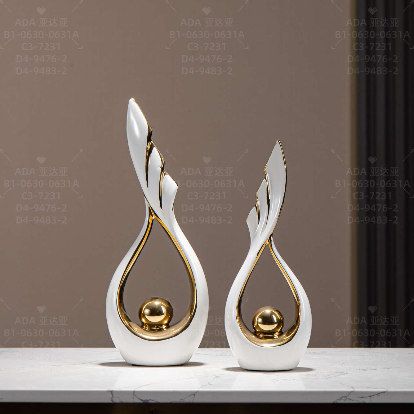 现代简约白瓷描金工艺品 办公室桌面高级感软装摆件白底实物图