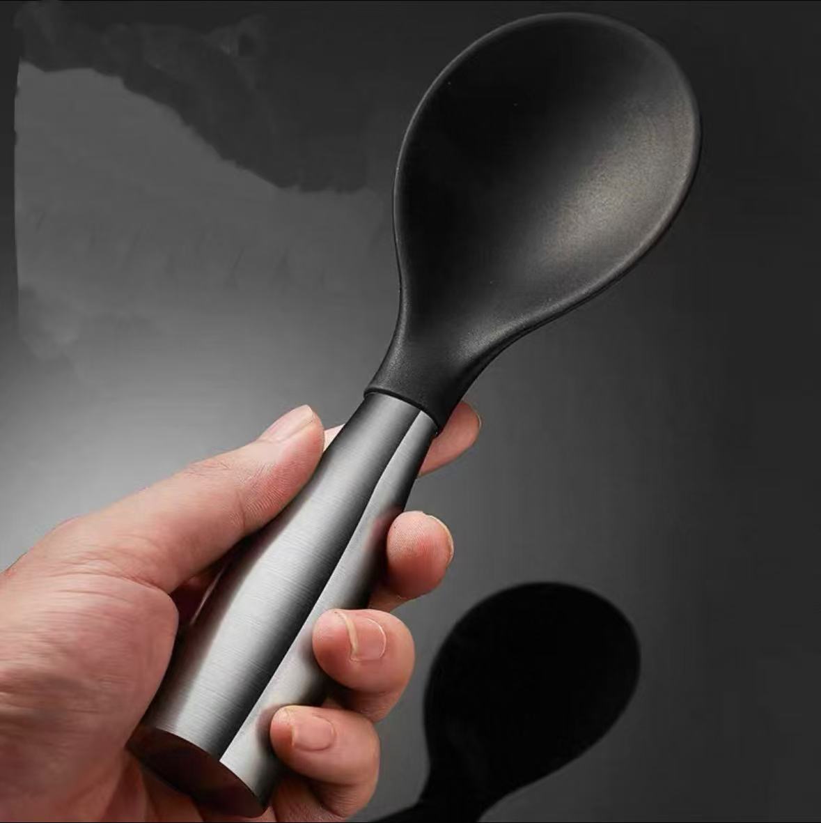 黑色木质汤勺不锈钢饭勺塑料厨房用具