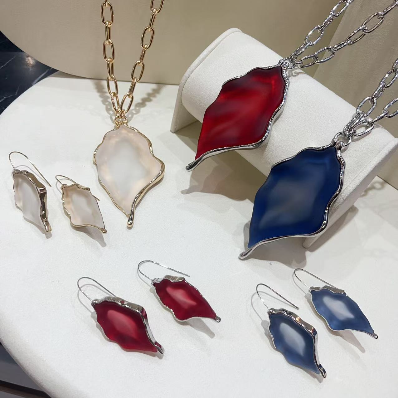 Three colors of personalized earrings
