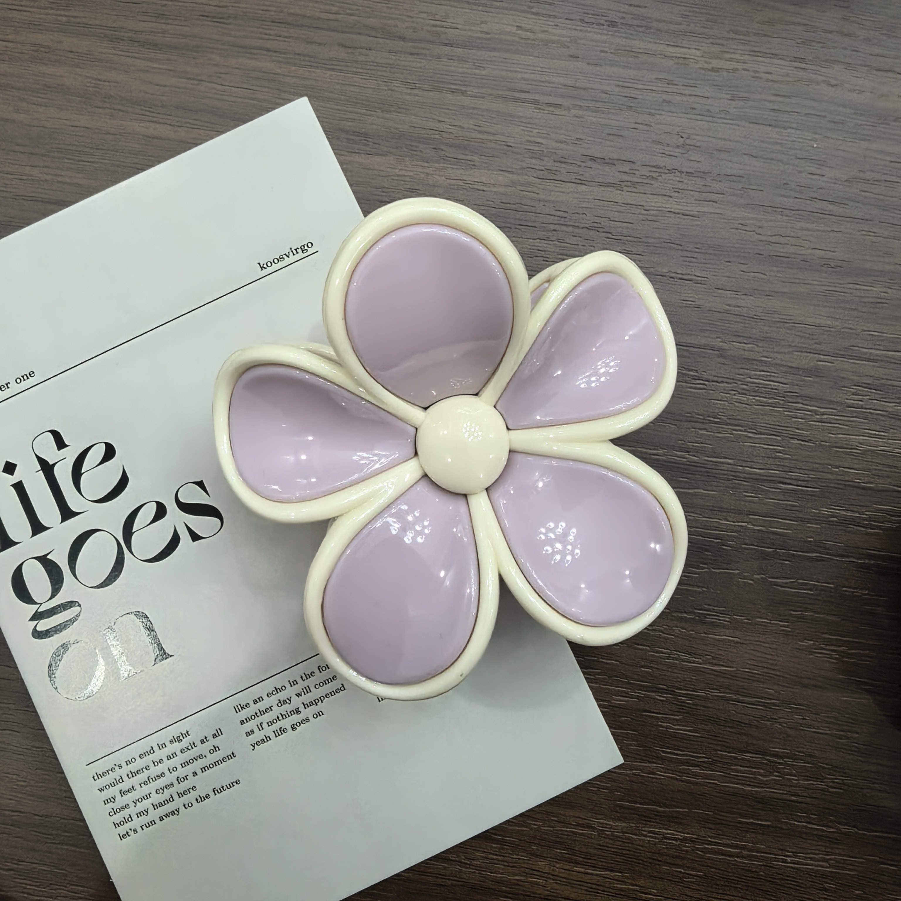 奶油慕斯鲨鱼夹马卡龙春夏发夹双拼撞色花朵抓夹氛围感后脑勺盘发夹详情图2