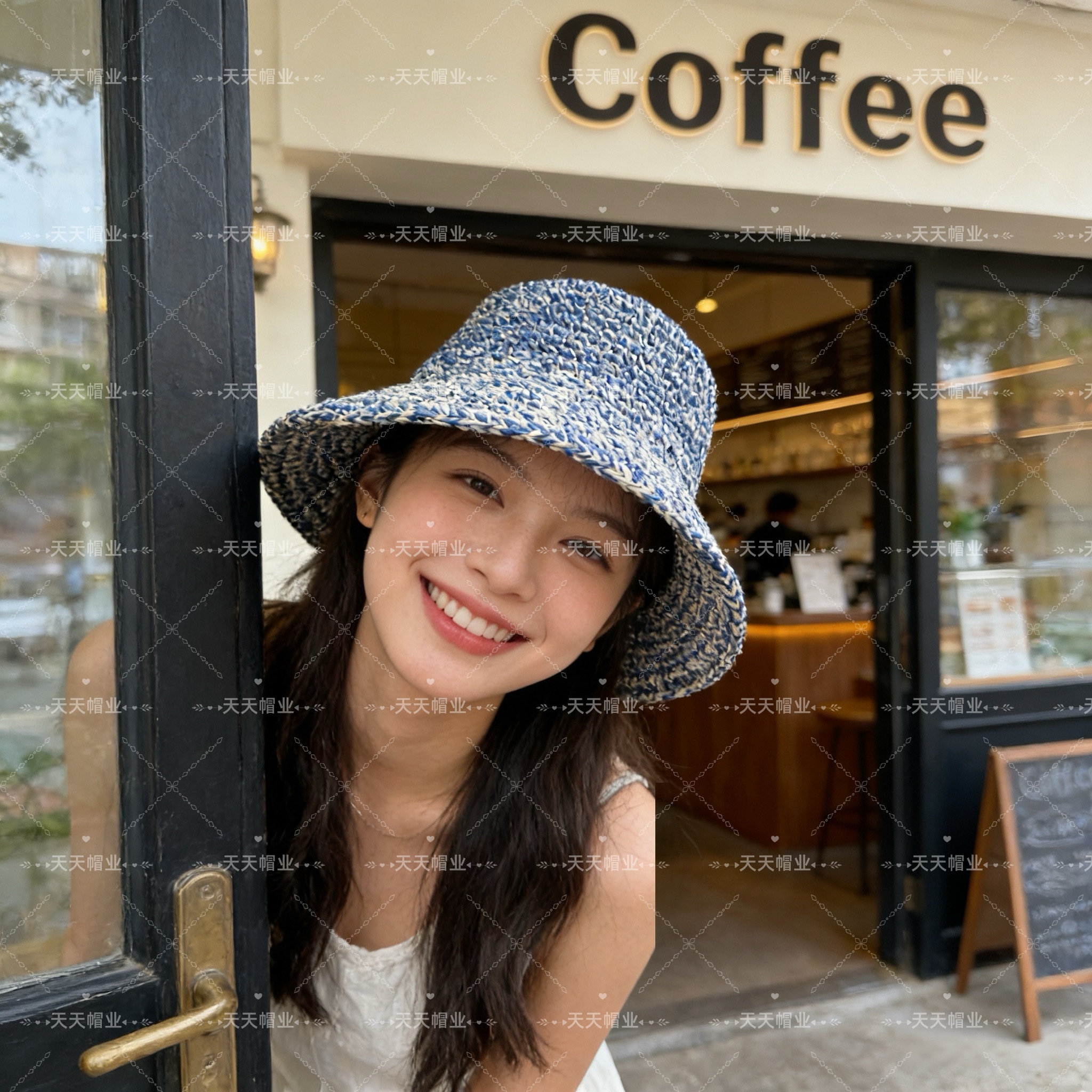 双股线可折叠草编帽，沙滩防晒帽，纯手工编织帽子，小红书抖音热销款，草编织女性沙滩草帽小麦秸草帽秆环保