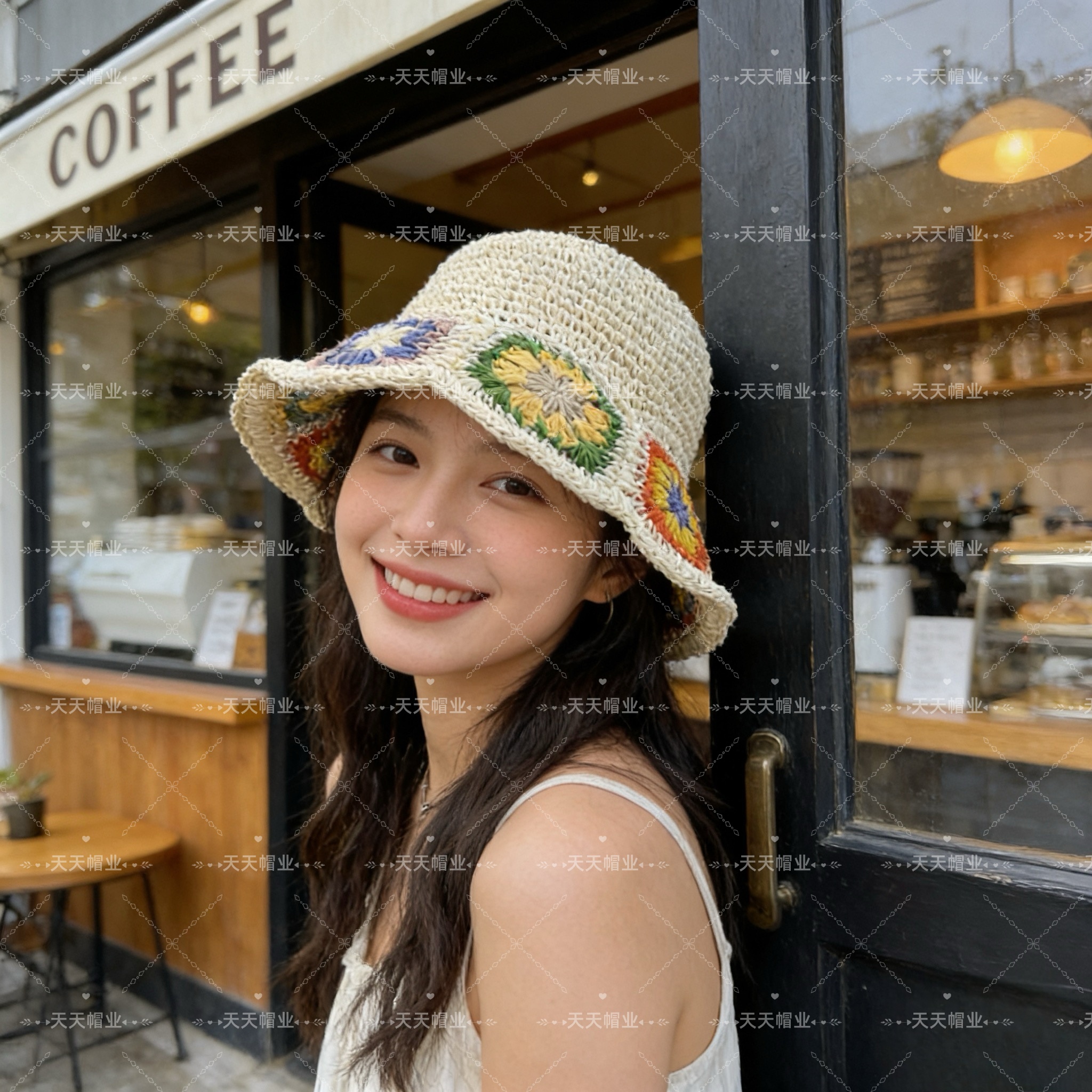 帽子/小麦秸秆草帽/帽子女士冬季百搭/针织毛线帽/红领巾产品图