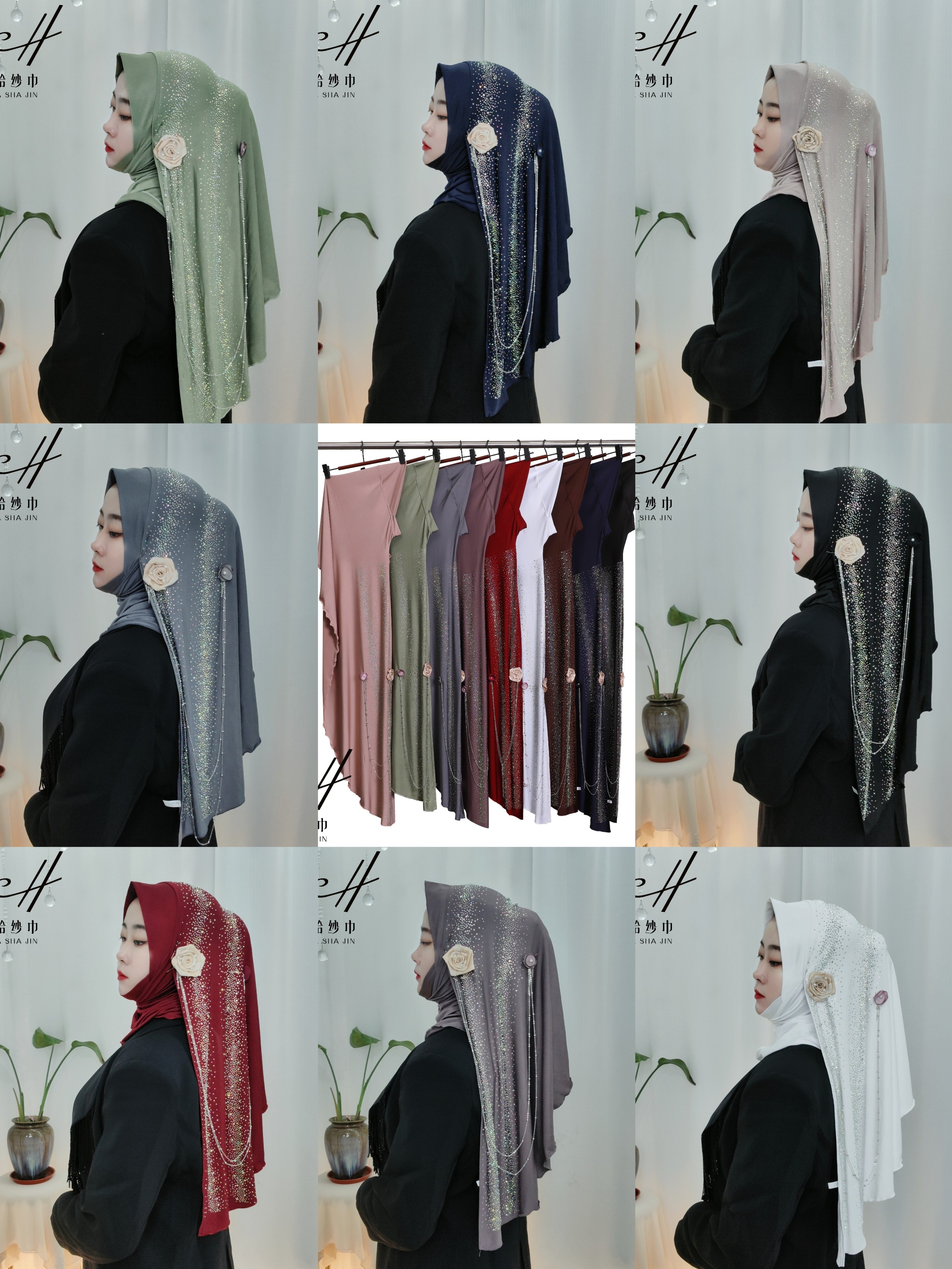 头巾女款长款穆斯林/犹太帽/耳朵帽/头巾/中东头巾白底实物图