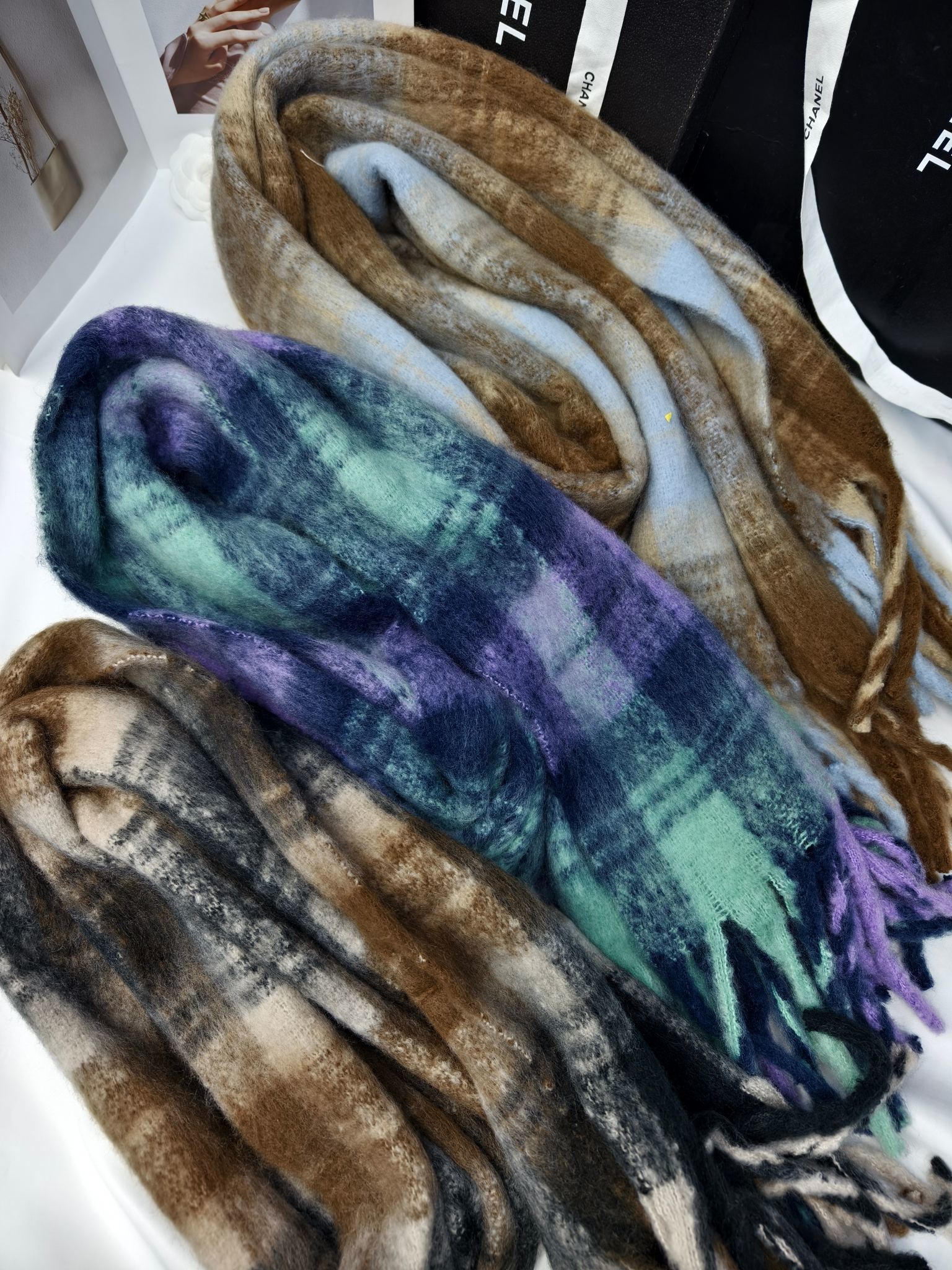 Wholesale of export scarves, e-commerce live streaming, supply chain, new styles, cash on delivery, retro grid thick whiskers Specification image