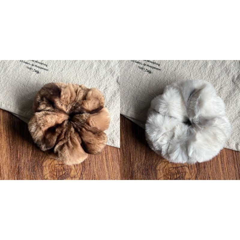 Retro texture rabbit fur plush large intestine hair band for women, autumn and winter atmosphere, ponytail style, ins hair tie and hair accessory detail image 5