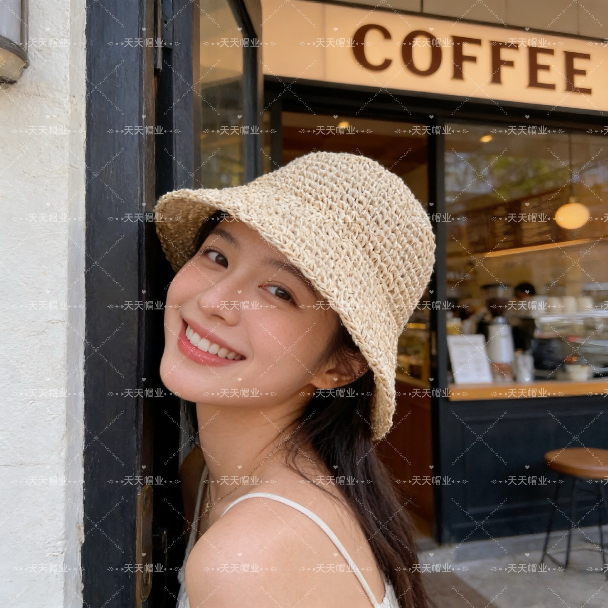 双色草可叠草编帽，沙滩防晒帽，纯手工编织帽子，小红书抖音热销款，草编织女性沙滩草帽小麦秸草帽秆环保