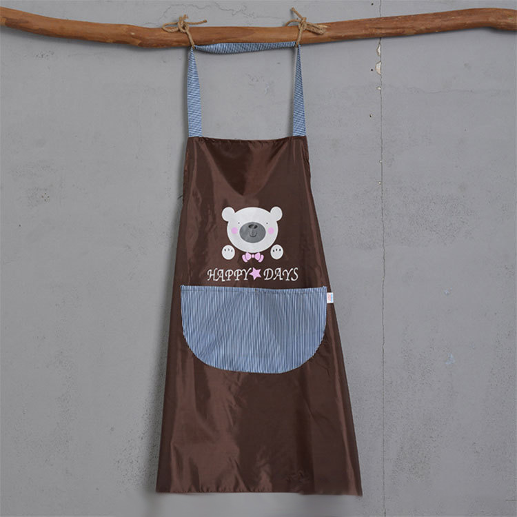 Korean cartoon wear-resistant kitchen oil-proof waistband, home and restaurant oil-proof work clothes, neck-hanging baking apron for adults pic 2