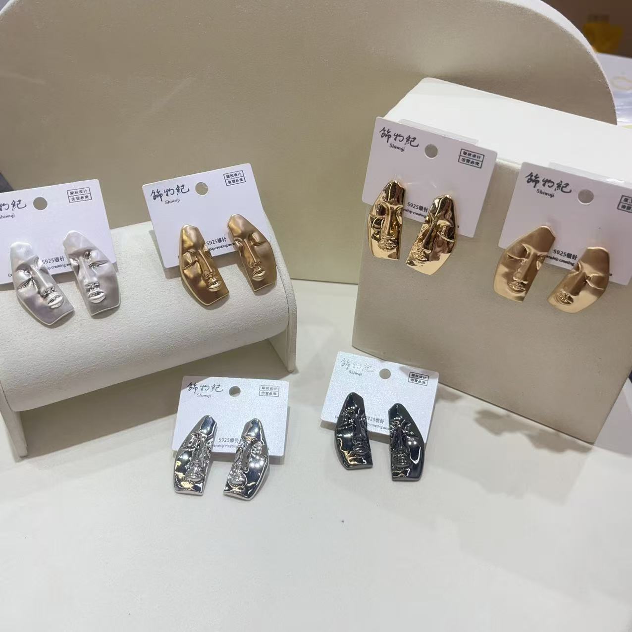 人脸造型耳环饰品耳夹简约时尚小众设计感