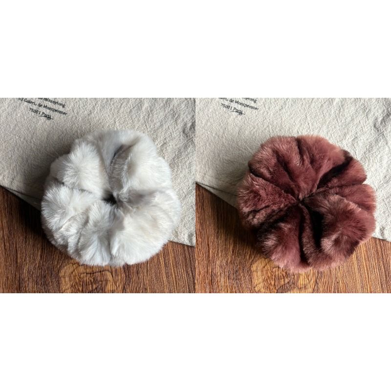 Retro texture rabbit fur plush large intestine hair band for women, autumn and winter atmosphere, ponytail style, ins hair tie and hair accessory detail image 3