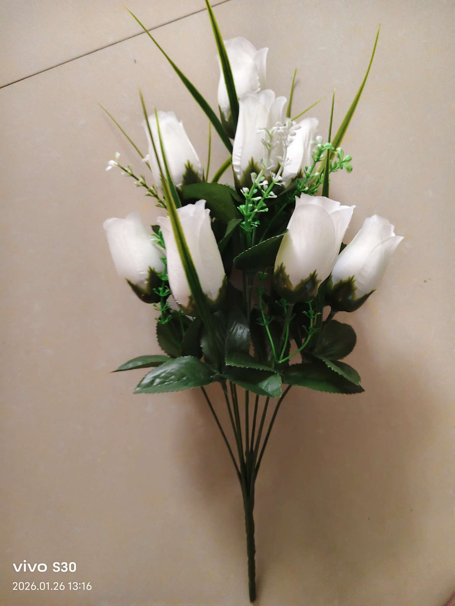 10头玫苞仿真花