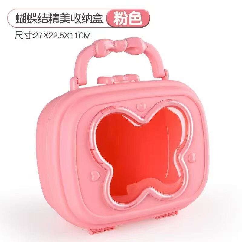 粉色蝴蝶结精美旋转收纳盒吧唧内衣收纳盒