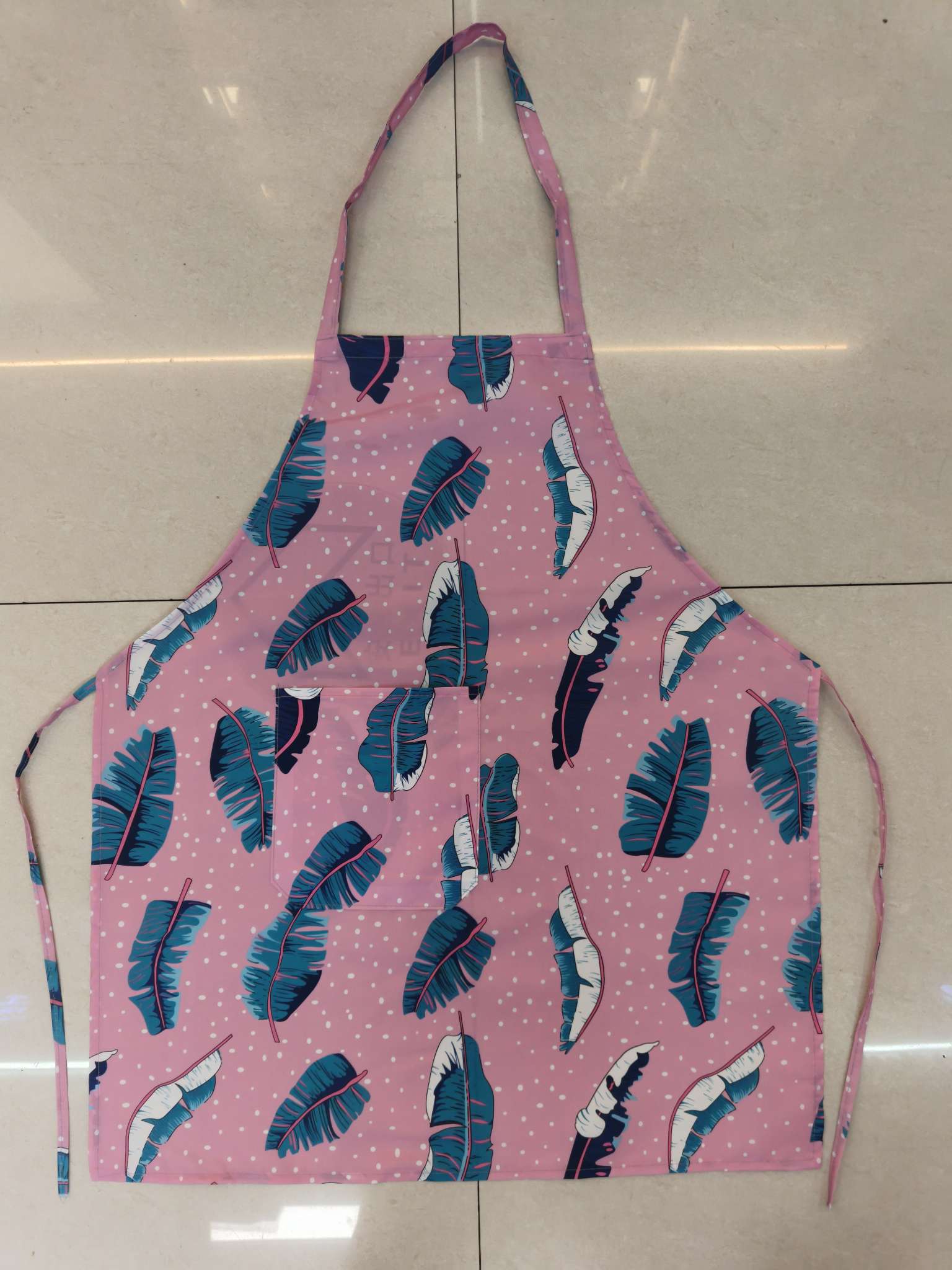 Nordic style classic green plant print pattern fresh apron cross-border chef sleeveless apron made and wholesale based on provided drawings details Picture