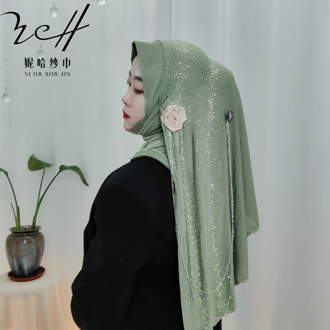穆斯林长款女式宗教头巾中东风格犹太帽耳朵帽保暖透气hijab