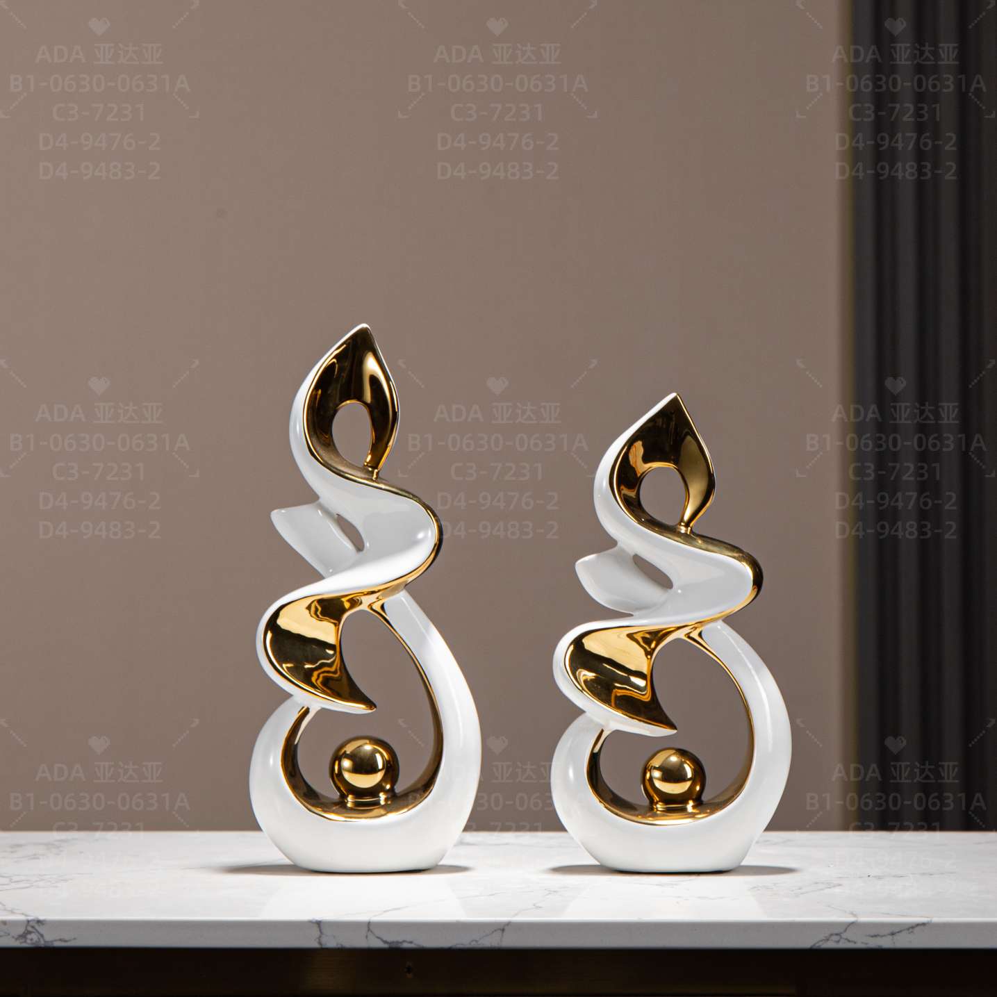 现代简约白瓷描金工艺品 办公室桌面高级感软装摆件