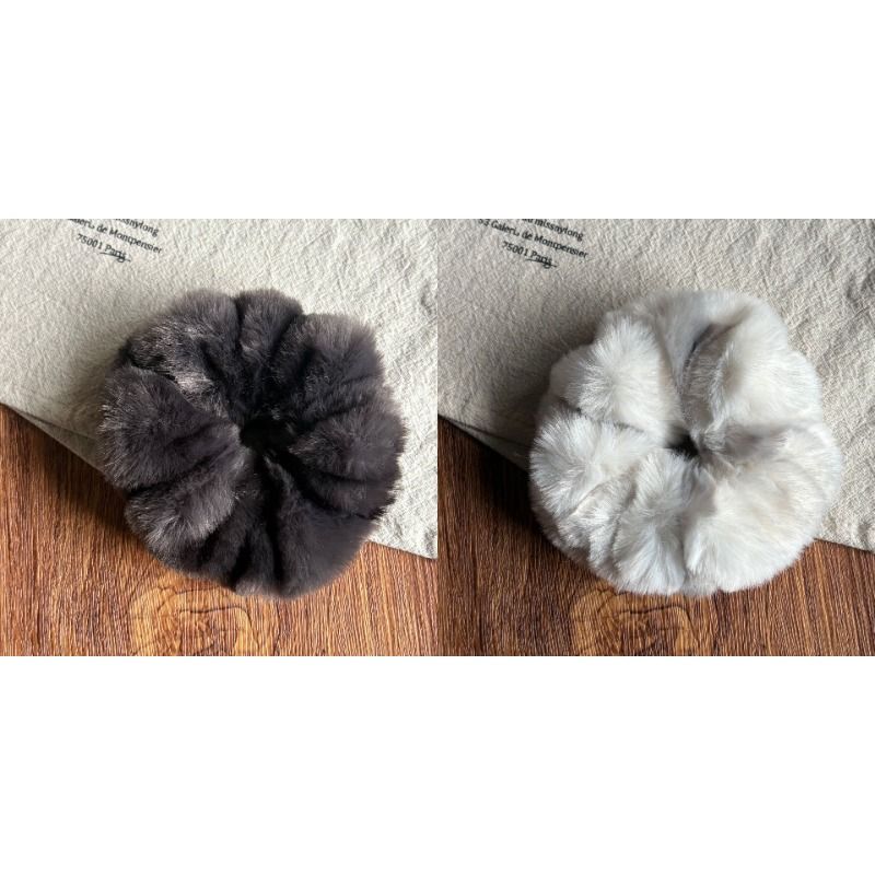 Retro texture rabbit fur plush large intestine hair band for women, autumn and winter atmosphere, ponytail style, ins hair tie and hair accessory detail image 2