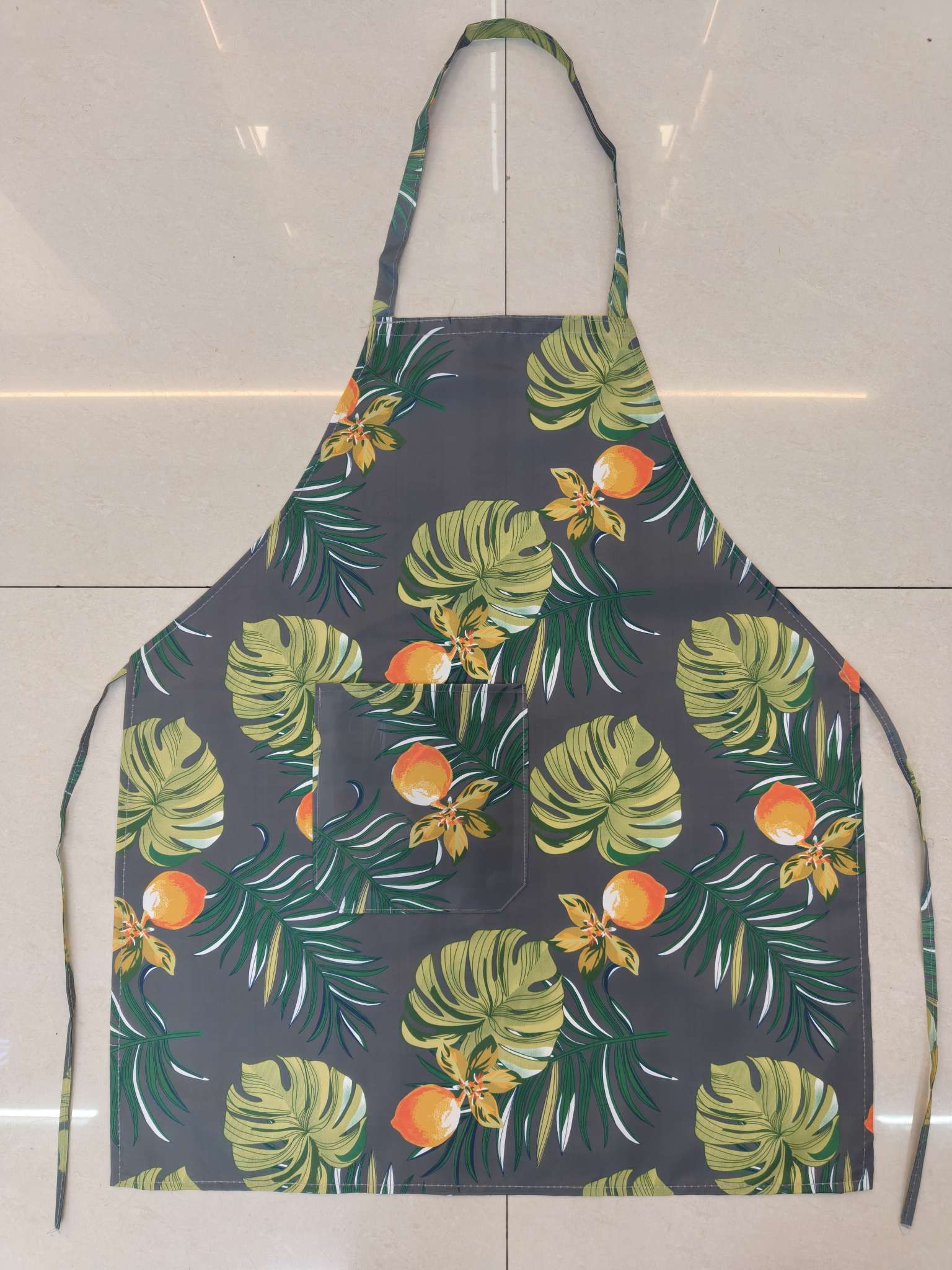 Nordic style classic green plant print pattern fresh apron cross-border chef sleeveless apron made and wholesale based on provided drawings